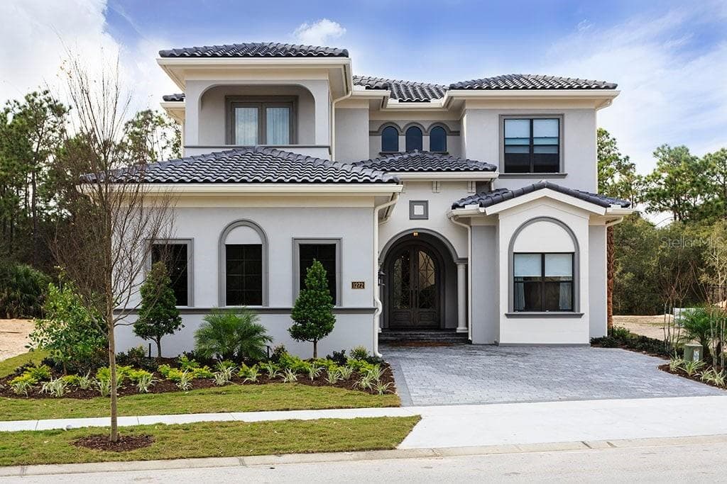 Luxury Vacation Villa Exterior in Reunion Resort, Florida with modern architecture